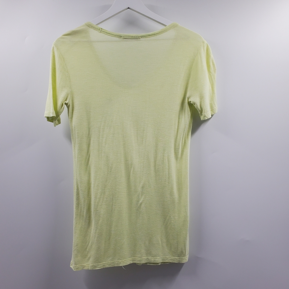 T Alexander Wang Highlighter Yellow Tee Shirt Pocket Front V Neck Dopamine - Picture 3 of 5